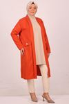 33047 Large Size Woven Fabric Long Jacket - Tile