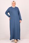 22008 Plus Size Combed Cotton Dress With Elastic Sleeve-Oil