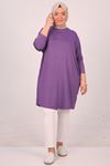 28092 Plus Size Low Sleeve Combed Cotton Tunic-Lilac