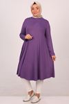 28016 Plus Size Mevlana Combed Cotton Tunic - Lilac