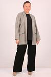 43021 Large Size Woven Fabric Short Jacket with Detachable Brooch -Kircilli Nefti
