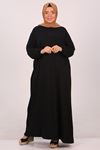 42016 Büyük Beden Belmando Kolu Lastikli Elbise - Siyah