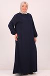 42016 Plus Size Belmando Dress with Elastic Sleeves - Navy Blue
