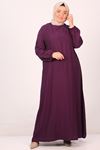42016 Plus Size Belmando Dress with Elastic Sleeves - Purple