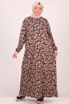 42016 Büyük Beden Belmando Kolu Lastikli Elbise -Çiçek Desen Gül
