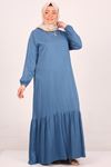 42017 Plus Size Belmando Dress with Frilly Skirt - İndigo