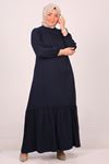 42017 Plus Size Belmando Dress with Frilly Skirt -Navy Blue
