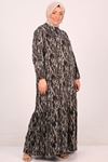 42017 Plus Size Belmando Dress with Frilly Skirt -Mixed Pattern Khaki