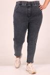 9184-9 Plus Size Elastic Waist Tight Leg Long Jeans - Snow Wash Black