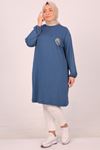 48038 Plus Size Combed Cotton Tunic with Pockets - Oil