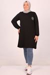 48038 Plus Size Combed Cotton Tunic with Pockets - Black