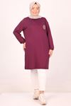 48038 Plus Size Combed Cotton Tunic with Pockets - Plum