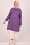 48038 Plus Size Combed Cotton Tunic with Pockets - Lilac