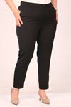 49004 Large Size Elastic Waist Pleated Aspen Trousers - Black