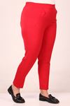 49004 Large Size Elastic Waist Pleated Aspen Trousers - Red