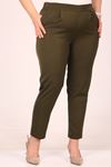 49004 Large Size Elastic Waist Pleated Aspen Trousers - Khaki