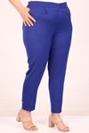 49004 Large Size Elastic Waist Pleated Aspen Trousers - Sax