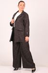 47033 Large Size Melted Blazer Jacket Suit with Trousers-Black