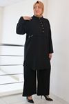 47004 Large Size Tassel Detailed Twist Suit-Black
