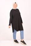 38111 Plus Size Basic Combed Cotton Tunic - Black