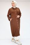 43004 Plus Size Combed Cotton Jacket with Snap Fasteners-Oil