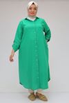 58073 Büyük Beden Kolları Katlamalı Erkek Yaka Keten Tunik - Benetton