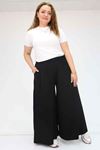 49003 Large Size Combed Cotton Skirt Trousers with Elastic Waist - Black