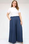 49003 Large Size Combed Cotton Skirt Trousers with Elastic Waist - Emerald