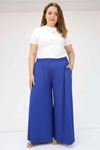 49003 Large Size Combed Cotton Skirt Trousers with Elastic Waist - Emerald