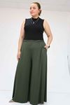 49003 Large Size Combed Cotton Skirt Trousers with Elastic Waist - Emerald