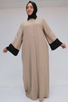 56008 B.B.Kol Garnili Etamin Abaya Ferace - Siyah-Vizon