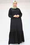 32024 Plus Size Wrap Dress with Frilly Hem - Black