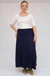 D-45005 Büyük Beden Sandy Basic Etek - Lacivert 