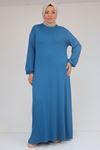 22008 Plus Size Combed Cotton Dress With Elastic Sleeve-Oil