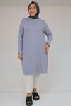38501 Büyük Beden Basic Penye Tunik - Gri
