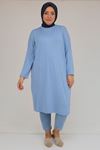28092 Plus Size Low Sleeve Combed Cotton Tunic-Indigo