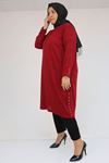 58109 Büyük Beden Patlı Düğmeli Mir Tunik - Bordo