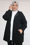 43072 Büyük Beden Waterport Biyeli Modal Ceket - Siyah