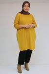 58156 Büyük Beden Basic Mir Tunik - Hardal