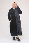 53058 Büyük Beden Fermuarlı Batik-Modal Ceket - Siyah