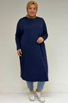 28092 Plus Size Low Sleeve Combed Cotton Tunic-Indigo