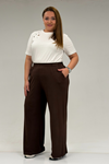 9160 Plus Size High Waist Elastic Pants - Terra Cotta
