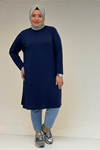 38501 Plus Size Basic Combed Cotton Tunic - Navy Blue