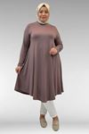 28016 Plus Size Mevlana Combed Cotton Tunic - Navy Plum