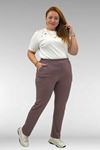 39001 Plus Size High Waist Elastic Combed Cotton Trousers -Navy Blue