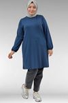 38014 Plus Size Pocket Detailed Combed Cotton Tunic - Lilac