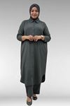 37013 Large Size Buttoned Suit with Wrinkled Trousers-Black