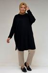 38111 Plus Size Basic Combed Cotton Tunic - Black