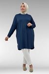 38011 Plus Size Basic Combed Cotton Tunic - Oil