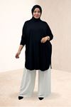 38111 Plus Size Basic Combed Cotton Tunic - Black